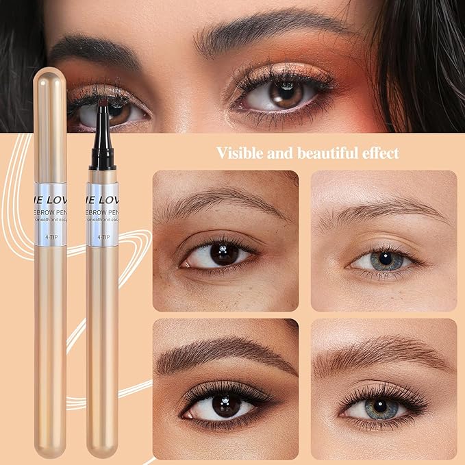 Magic Eyebrow Pencil, 2024 New 3D Microblading Waterproof Eyebrow Pencil, Natural Makeup Fine Stroke Magic Eyebrow Pencil with 4 Micro-Fork Tip for Women(Black)
