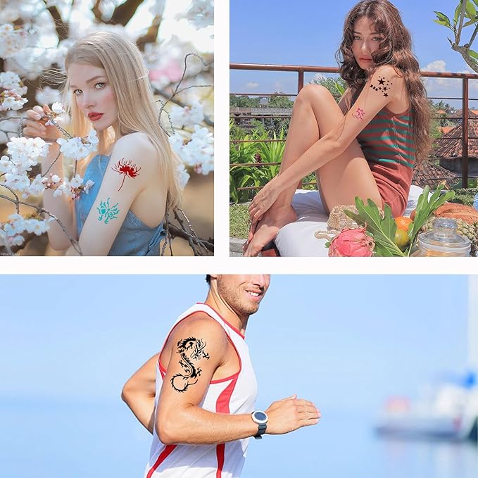 Temporary Tattoo Stencils, 20 Sheets Henna Tattoo Stencil Kit for Women Girls Kids and Boys Face Body Paint DIY Art Reusable Glitter Tattoo Stencils Pack Scorpion Monkey