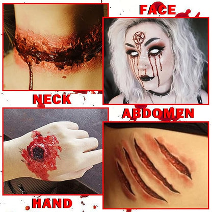 Fake Blood Gel Kit with Stipple Sponge,Halloween SFX Makeup Fake Blood,Fake Wound,Zombie,Vampire and Monster Dress Up Cosplay (Fake Blood Gel 30g/1.06 oz)