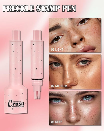 Freckle Stamp, Natural Realistic Faux Freckles Pen, Long Lasting Waterproof Quick Dry Magical Fake Freckle Stamp Marker, Get Sun-kissed Stars Makeup in One Press, Makeup Gift for Women Girl - 01 Light