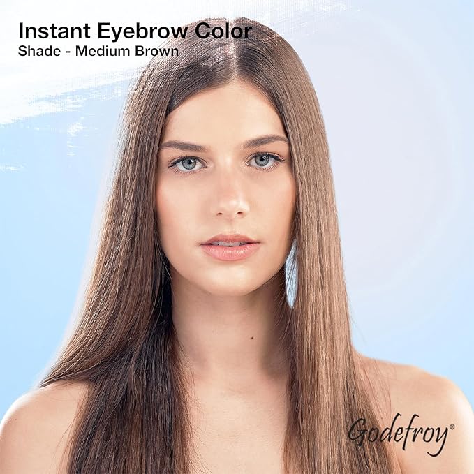 Godefroy Instant Eyebrow Color, Medium Brown, 0.18 ounces, 12-weeks of long lasting, 3-applications per kit, 3 Count (Pack of 1)