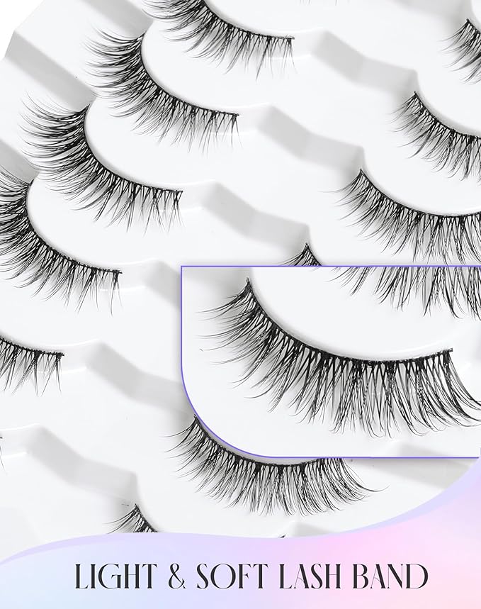 Natural Lashes Wispy Eye Lashes Pack Natural Eyelashes False Eyelashes Natural Look Fake Lashes for Small Eyes 13mm K36