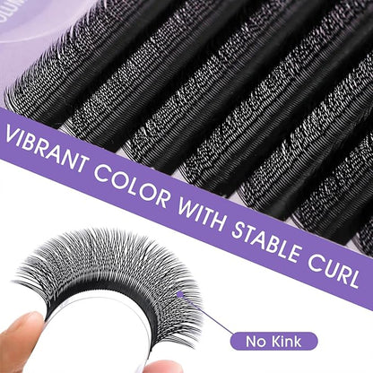 YY Eyelash Extension 0.07mm D Curl 10mm Tray Lash Supplies Premade Fans Y Shape Volume Lash 12 Rows Premium Faux Mink Lash Extensions (10mm, Black;0.07D)