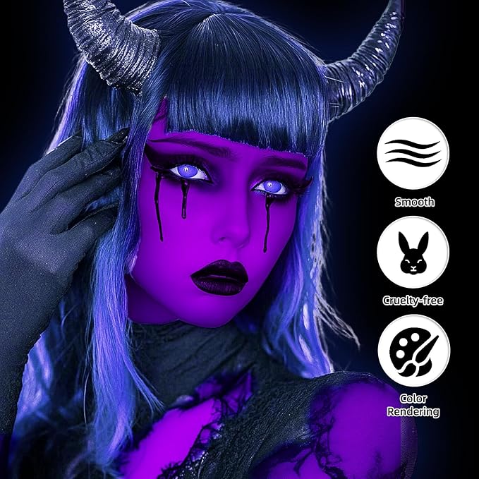 Go Ho Purple Face Paint Washable for Halloween Makeup,Creamy to Gel Water Based Purple Face Body Paint Full Coverage forCosplay SFX Costumes Festivals Makeup,25g