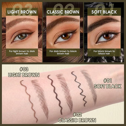 UCANBE Eyebrow Pen, Dual-Ended Eyebrow Pencil with 4-Fork-Tip & Gel Eyeliner for Women, Eye Brow Pen with Gel Eyeliner Pencil, Microblading Eyebrow Pencils with Hair Like Strokes, Light Brown