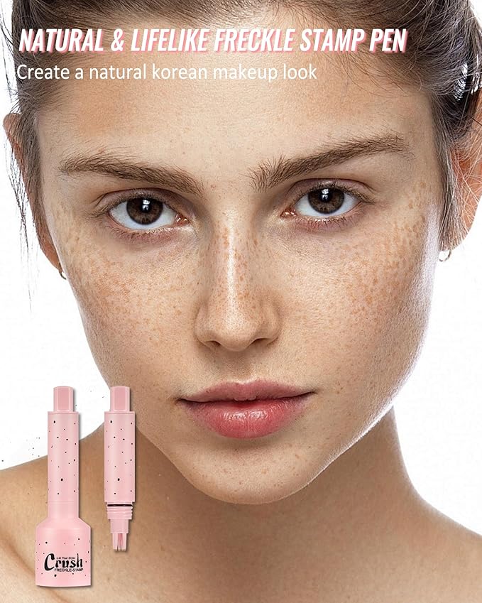 Freckle Stamp, Natural Realistic Faux Freckles Pen, Long Lasting Waterproof Quick Dry Magical Fake Freckle Stamp Marker, Get Sun-kissed Stars Makeup in One Press, Makeup Gift for Women Girl - 01 Light