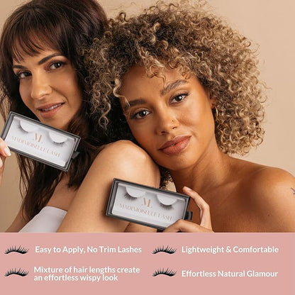 Natural False Lashes | Carina Half Eyelashes | Best False Lashes fo Beginners | Short Lashes Natural Look | Plant Based Fibers | Clear Band Lashes | No Trim Wispy Half Lashes | Small Lashes