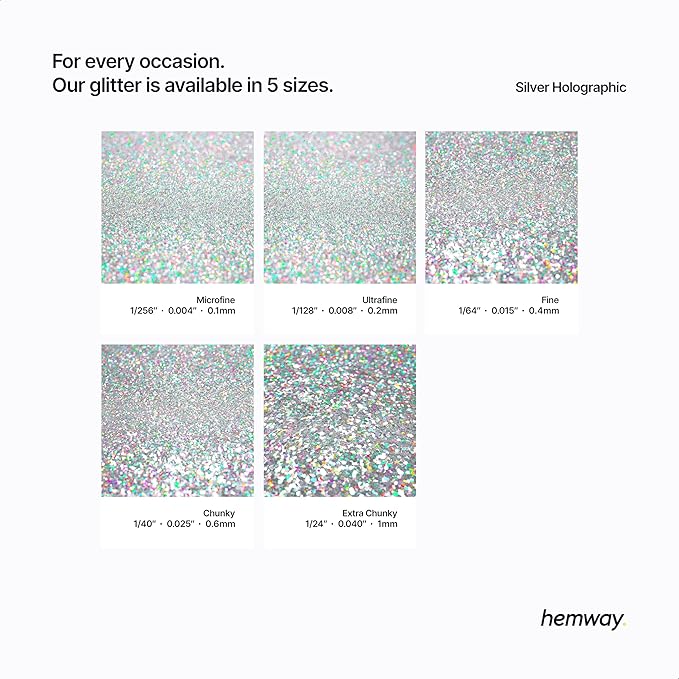 Hemway Eco Friendly Biodegradable Glitter 100g / 3.5oz Bio Cosmetic Safe Sparkle Vegan for Face, Eyeshadow, Body, Hair, Nail and Festival Makeup, Craft - 1/24" 0.04" 1mm - Silver Holographic