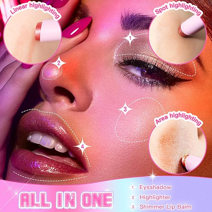 Crystal Jelly Glaze Eyeshadow Stick: Long Lasting Glitter Eye Shadow - Lightweight Highlighter Stick - Shimmering Skin Makeup for Eye, Body, Lip and Leg (04 Golden Girl)