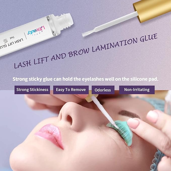 Libeauty Lash Lift Kit Individual Packets and Brow Lamination Kit - Professional Eyelash Perm for DIY at Home, Curls Up to 4 Weeks with Silicone Pads (C Shape)