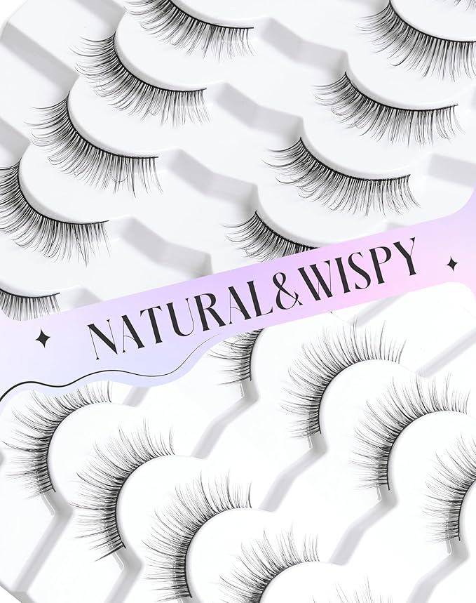 Natural Lashes Short Lashes Short Eyelashes Natural Look Small Lashes Wispy False Eyelashes Natural Fake Eyelashes for Small Eyes 9mm K15