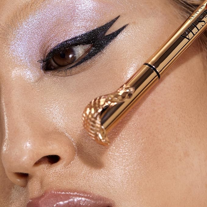 Liquid Eyeliner Pen & 12 Shades Eyeshadow Palette - Queen Cobra + Money Mantra - Cat Eye Black Eyeliner + Matte, Satin, Shimmer & Glitter Nude Eyeshadow Palette