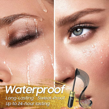4D Silk Fiber Lash Tubing Mascara - Waterproof & Long-Lasting, Black 2-1 Defining and Lengthening Mascara for Dramatic Lashes, Smudge-Proof, Hypoallergenic (0.28 fl. oz)