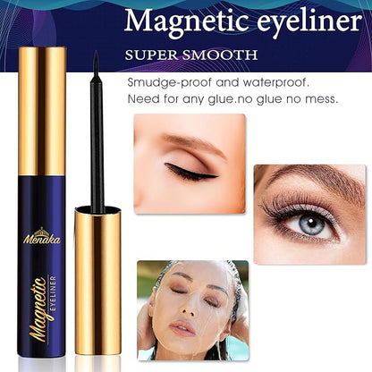 Magnetic Eyelashes with Eyeliner Kit 10 Pairs + Mascara brown Waterproof