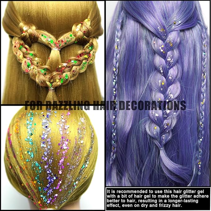 Hair Face Gems Rhinestones with Makeup Glue, Body Face Glitter Gel