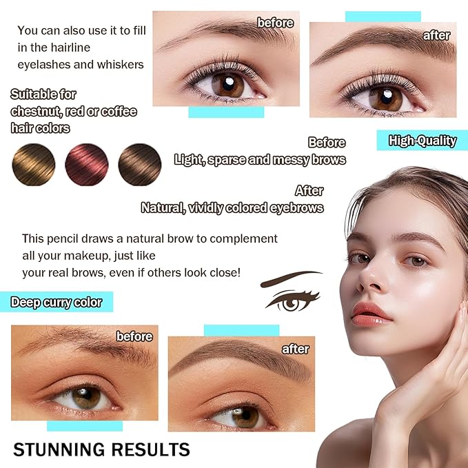 Microblade Eyebrow Pen,4 Tip Eyebrow Pencil,Waterproof Microblading Eyebrow Tattoo Pen,Long Lasting Smudge Proof Eye Brow Pen Pencils for Women(Dark Brown)