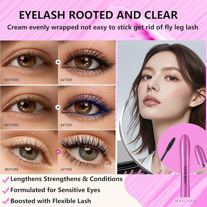 Yellow Mascara Eyelashes Volumizing Lengthening Waterproof Mascara Smudge Proof Longwear Voluminous Curling Defining Eyelash primer tubing non clumping Eye Makeup 04