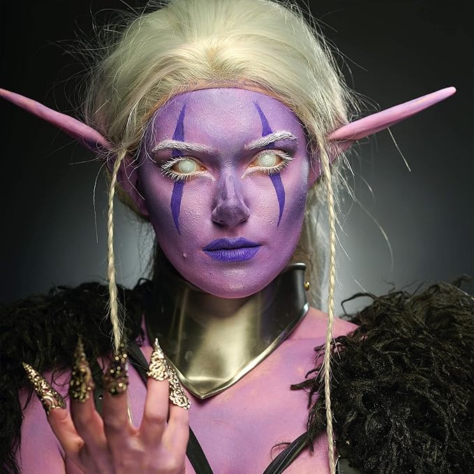CCbeauty Purple Face Paint Stick,Face Painting Kit,Non Toxic SFX Makeup For Ursula Widowmaker Halloween Costume Cosplay,Professional FX Body Paint,Full Coverage Painting Foundation With Makeup Sponge