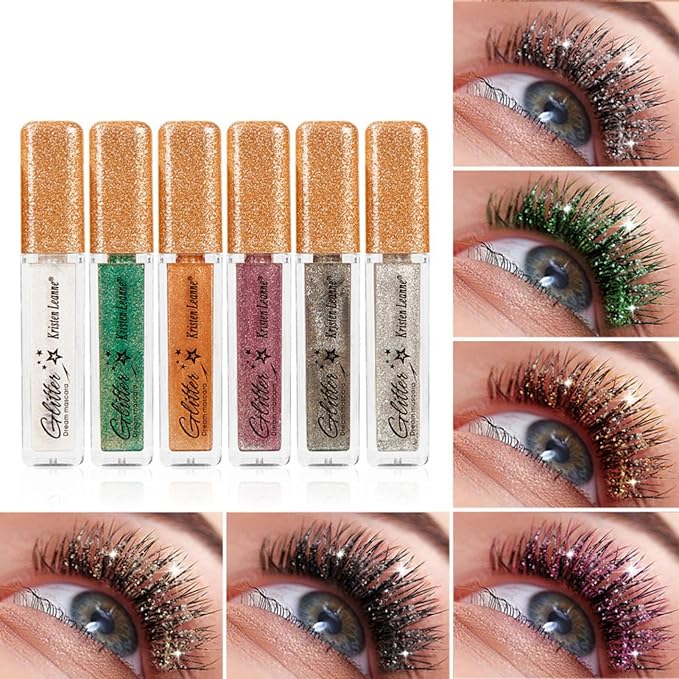 Glitter Color Mascara, Corleone Shimmer Sparkle Mascara glitter mascara for eyelashes,Eyeliner Charming Longlasting Mascara for Eyelash Eye Makeup (Black)