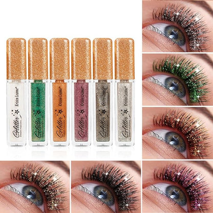 Glitter Color Mascara, Corleone Shimmer Sparkle Mascara glitter mascara for eyelashes,Eyeliner Charming Longlasting Mascara for Eyelash Eye Makeup (Black)
