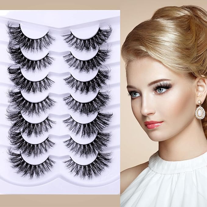 Cat Eye Natural Lashes Wispy False Eyelashes Short Fluffy Fake Lashes - 7 Pairs, ZG62
