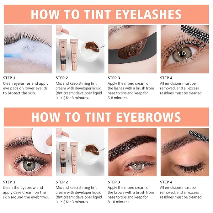 Libeauty Eyelash Color Kit, Instant Black Color Kit for Hair Lasts Up 4 Weeks with Reusable eye patches Lash Colour Kit Suitable For DIY At Home Or Salon