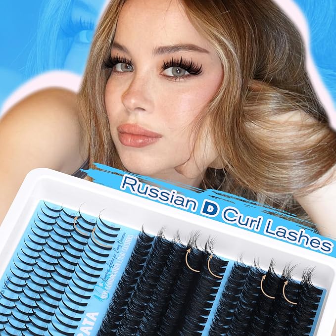 Lash Clusters Kit Spikes Wispy Lash Extension Kit Volume 80D+100D Eyelash Clusters Spikes Eyelash Extension Kit Russian D Curvature Individual Lashes with Lash Glue Bond and Seal, Tweezers