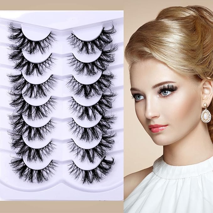 False Eyelashes Fluffy Wispy Fake Eyelashes Strip 3D Faux Mink Lashes Pack - 7 Pairs, Z22