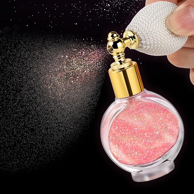 Pink Body Glitter Spray - Holographic Shimmer Spray Powder Sparkle for Hair and Body, Face, Clothes, Nail Art Crafts Design, Halloween and Easter Festival Makeup