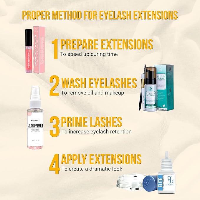 Forabeli Lash Primer for Lash Extensions Spray 50ml - Pro-Grade, Faster Prep for Superior Eyelash Retention