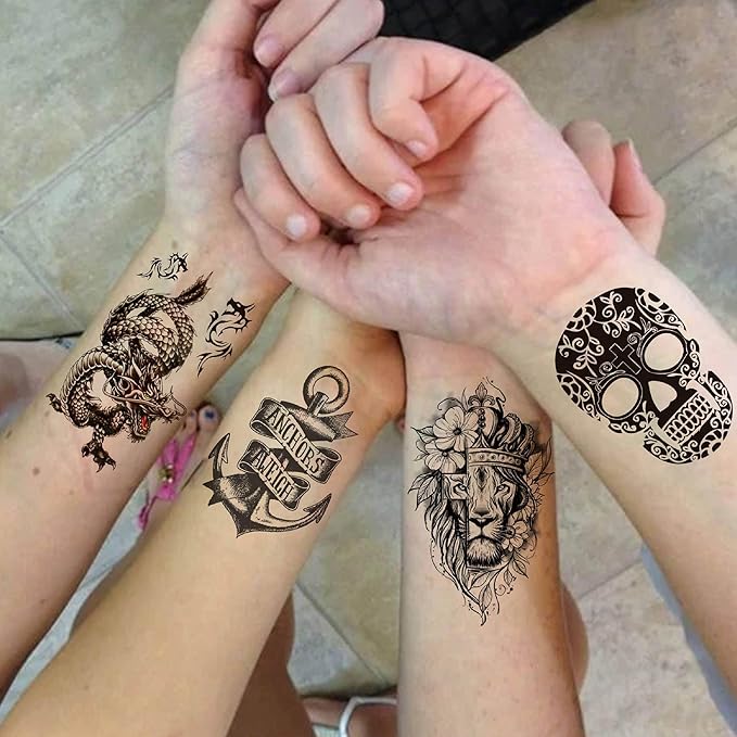 71 Sheets Small Cute Temporary Tattoos For Women Men Hands Neck Finger, Floral Space Moon Fake Long Lasting Tattoos Adults, Lavender Anchor Panda Halloween Snake Dragon Tiger Lion Animals Tattoos