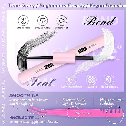 Lash Extension Kit Lash Clusters 80D Full DIY Cluster Eyelash Extension Kit 10-20mm Individual Lashes Mink with Lash Bond and Seal, Lash Tweezers for Self Application (Mink 80D,10-20mm, Kit)
