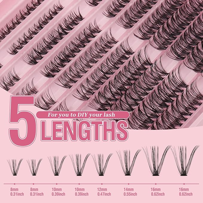 Lash Clusters 300PCS 30D 40D 50D Mixed Volume Wispy Eyelash Extensions 8-16mm D Curl Cluster Lashes Natural Look Professional DIY False Eyelashes Clusters