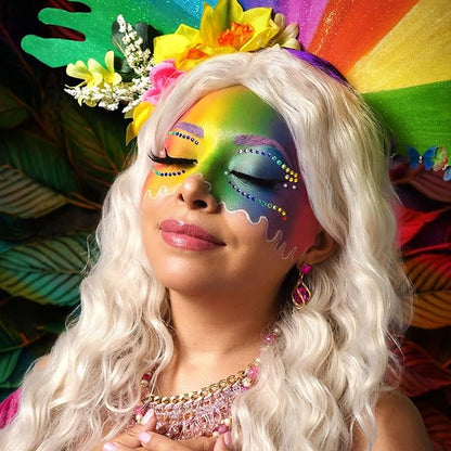 Wehhbtye 4 Sets Rainbow Face Gems, Self Adhesive Pride Festival Face Jewels Sticker, Colorful Crystal Eyeliner Jewels for LGBT Makeup Costume Party Accessories Craft DIY Decorations