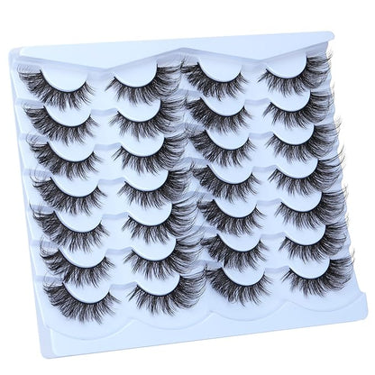 Manga Lashes Wispy False Eyelashes Cat Eye Lashes Natural Look 14 Pairs Fox Eye Mink Lashes 5D Volume Fake Eyelashes Pack by TNFVLONEINS