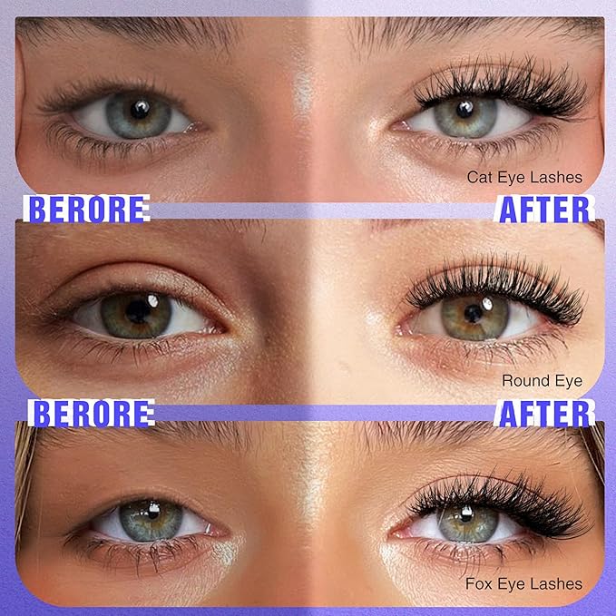 Natural Magnetic Eyelashes with Applicator Reusable Magnetic Lashes without Eyeliner 3 Types Eyelash Kit Clear Band Lashes False Eyelashes by Lvmixwig