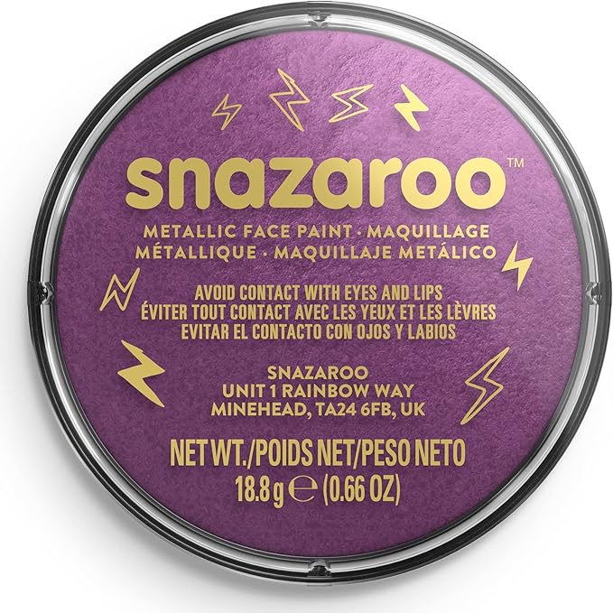 Snazaroo Metallic Face and Body Paint, 18.8g (0.66-oz) Pot, Electric Purple