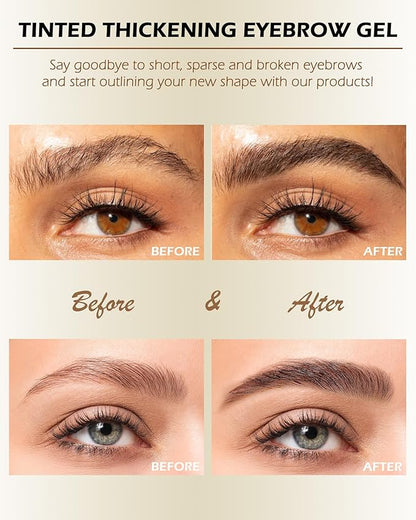 Waterproof Tinted Brow Gel- Black Tinted Thickening Eyebrow Gel, Brow Fast Sculpt Volumizing Eyebrow Glue, Long-Lasting Transfer-Proof Eyebrow Mascara Makeup, with Brow Razor & Brush (0.106 Oz)-01#