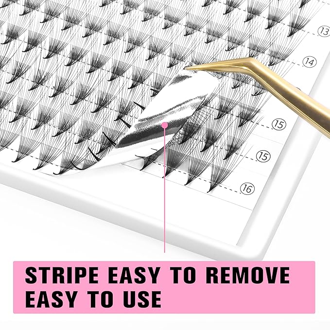 VEYES INC Premade Fans Eyelash Extensions 3D-24D C/D curl Natural & Volume Mixed Length Eyelash Tray, Professional Lash Supplies, Matte Black(12D 0.07 C-curl 9-16mm)