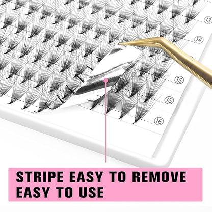 VEYES INC Premade Fans Eyelash Extensions 3D-24D C/D curl Natural & Volume Mixed Length Eyelash Tray, Professional Lash Supplies, Matte Black(12D 0.07 C-curl 9-16mm)