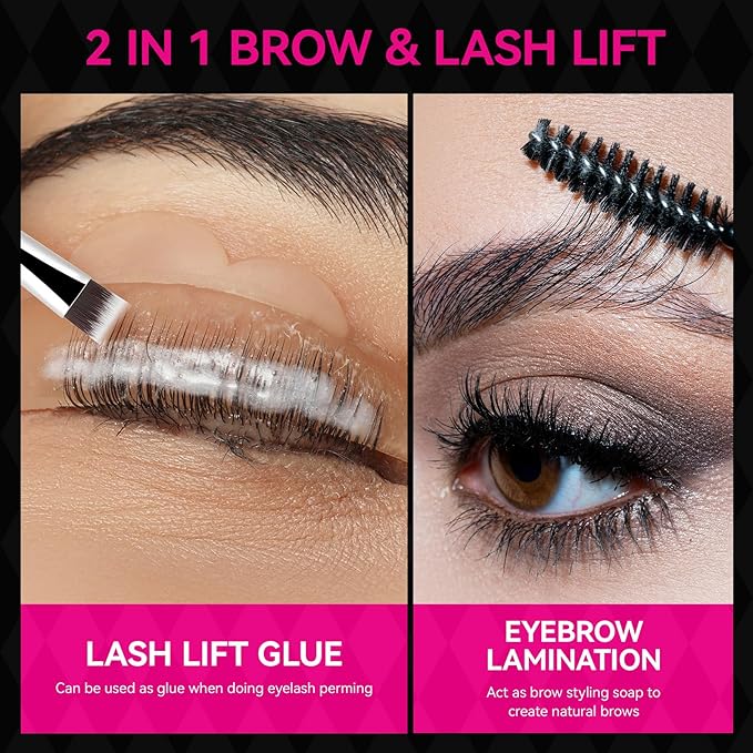 Lash Lift Glue Balm Kit, Eyelash Lift Glue Adhesive & Lash Lift Rods with Brush for Lash Lift & Brow Lamination, Strong Viscosity & Water Solubility for Eyelash Perm Kit, 0.35Oz/10G