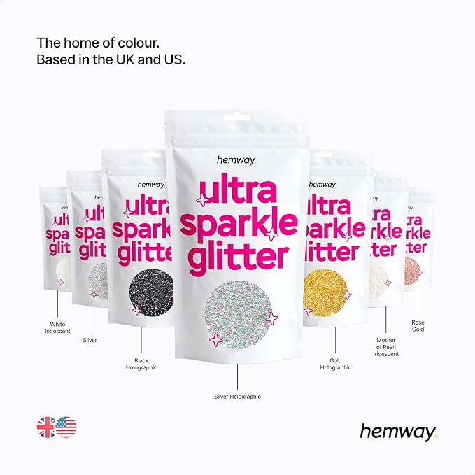 Hemway Premium Ultra Sparkle Glitter Multi Purpose Metallic Flake for Arts Crafts Nails Cosmetics Resin Festival Face Hair - Emerald Green Holographic - Microfine (1/256" 0.004" 0.1mm) 100g / 3.5oz