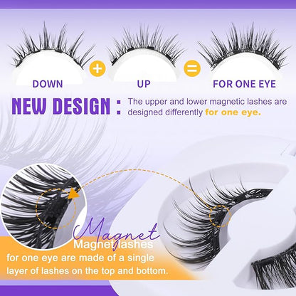 Natural Lashes Magnetic Eyelashes without Eyeliner No Glue Needed Magnet Lash with Applicator Strip Reusable Eyelash Magnetc 1 Pair