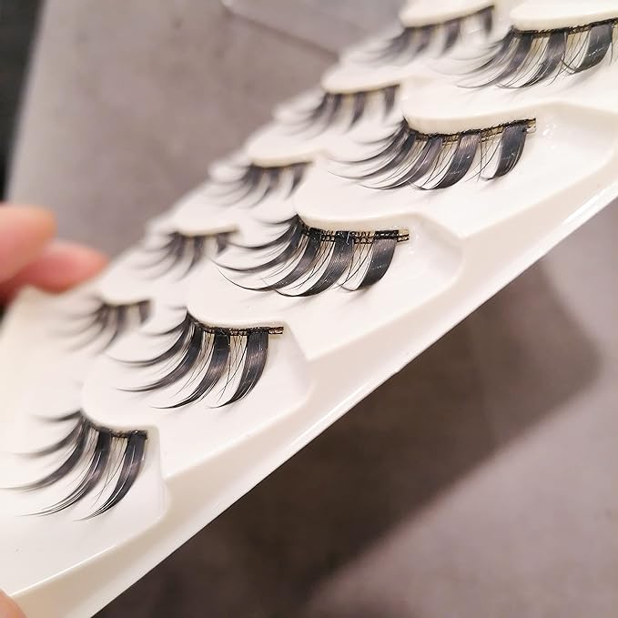 AUGENL 5 Pairs False Eyelashes - Cute Japanese Style Thick Eye Lash Extension, Reusable Lashes for Cosplay, Anime & Manga Eye Makeup Tools