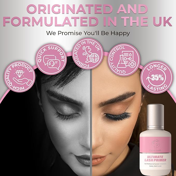 Eyelash Extension Primer/Up To 35% Longer Glue Retention Liore Lash/Pretreatment for Individual Semi Permanent Lash Extensions Glue Supplies Cleanser/Protein Oil Remover/Increase Adhesive Bond Power