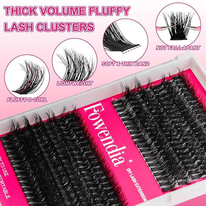 Fluffy Individual Lash Clusters 60D 80D D Curl Eyelash Extensions 10-18mm Wispy DIY Lash Extension Thick Volume False Eyelashes for Beginners