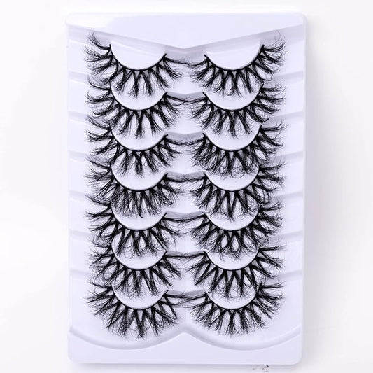 Fluffy False Eyelashes Wispy 3D Faux Mink Lashes Long Fake Eyelashes Pack - 7 Pairs, Z99
