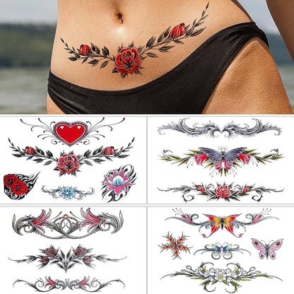 types of flowers, sexy temporary tattoo stickers and fake tattoos that look real and last long are suitable for girls, women or adults(6 * 8.3 inches,29 sheet temporary tattoo stickers)