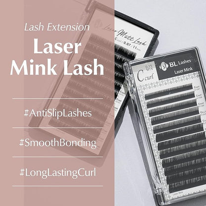 "BL BL Laser Mink Classic Synthetic Lashes, 0.15 Thickness, C Curl 11mm, Natural Semi Permanent Eyelashes, Longer-lasting Eyelash Extension Supplies"