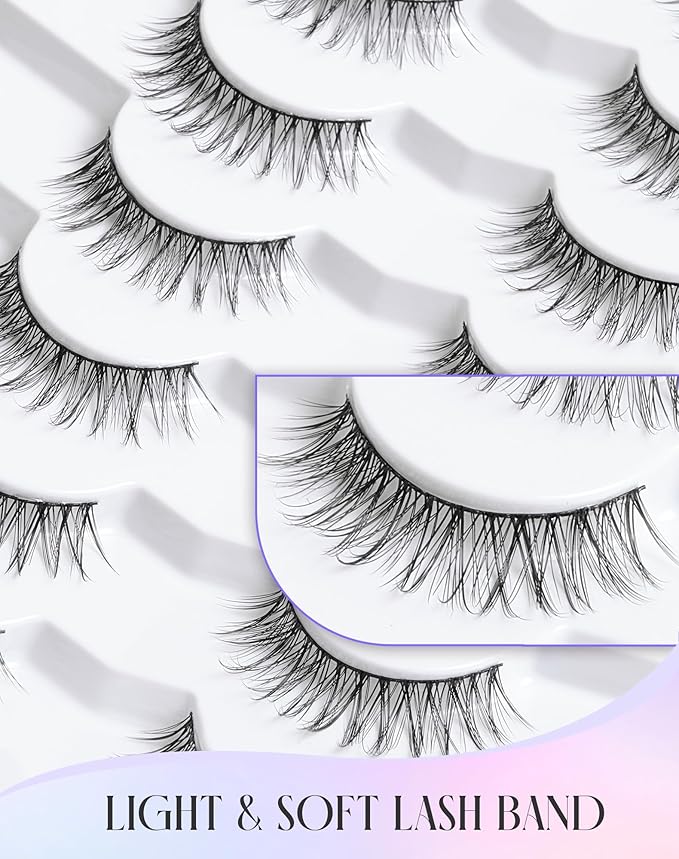 Natural Eyelashes Natural Look False Lashes Wispy Eye Lashes Natural Lashes False Eyelashes Fake Lashes 11mm K64